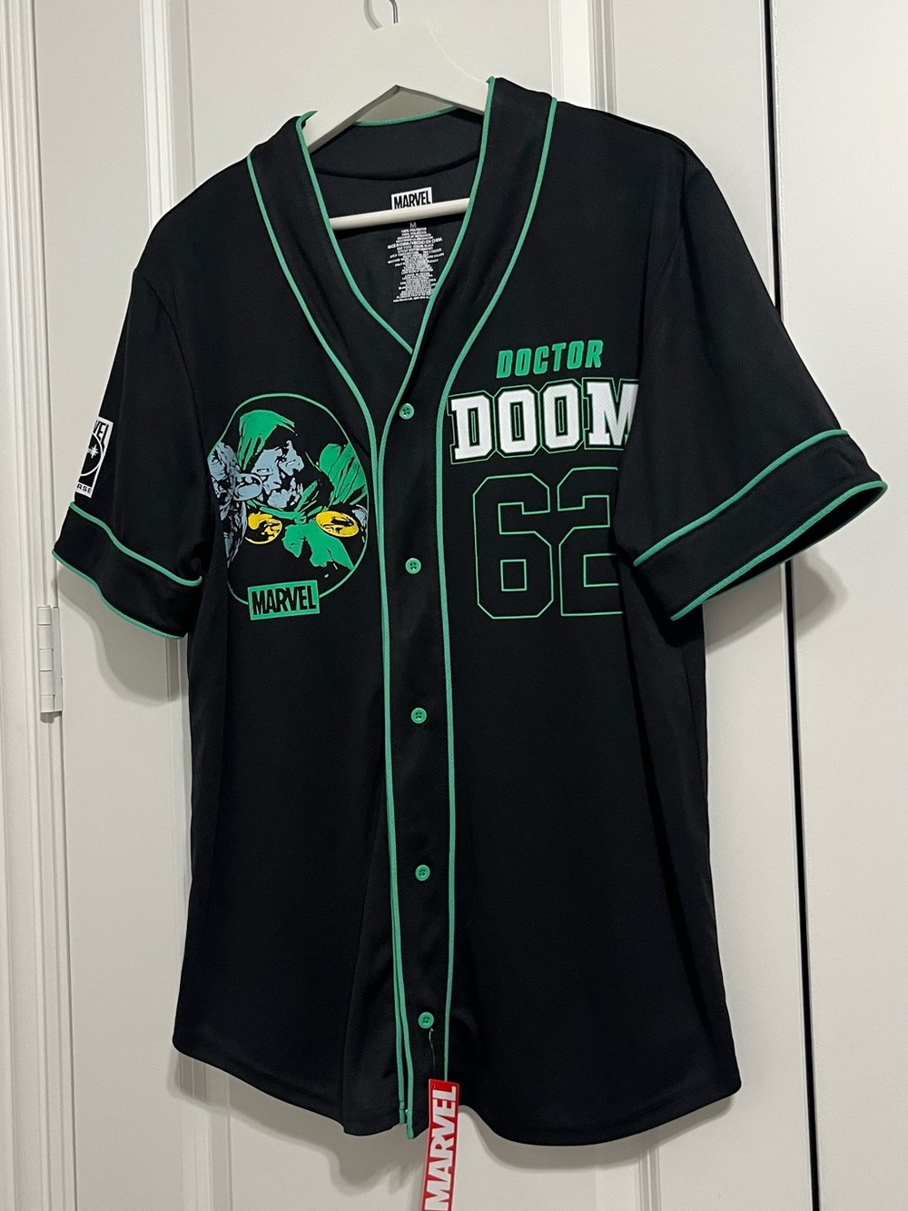 Marvel Black Jersey with Bright Green Piping